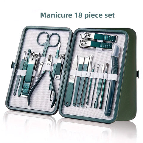 Professional Stainless Steel Nail Care Kit with Travel Case