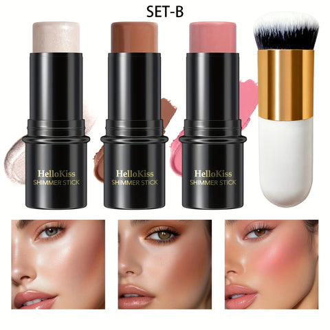 4PCS Contour Stick Highlighter Blush & Bronzer Makeup Set