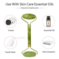 Natural Jade Roller & Gua Sha Facial Massage Set