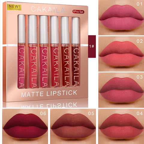 6PCS Velvet Matte Long Lasting Liquid Lip Gloss Set