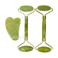 Natural Jade Roller & Gua Sha Facial Massage Set