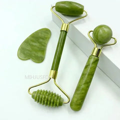 Natural Jade Roller & Gua Sha Facial Massage Set