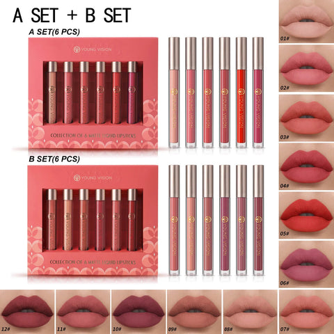 6PCS Velvet Matte Long Lasting Liquid Lip Gloss Set