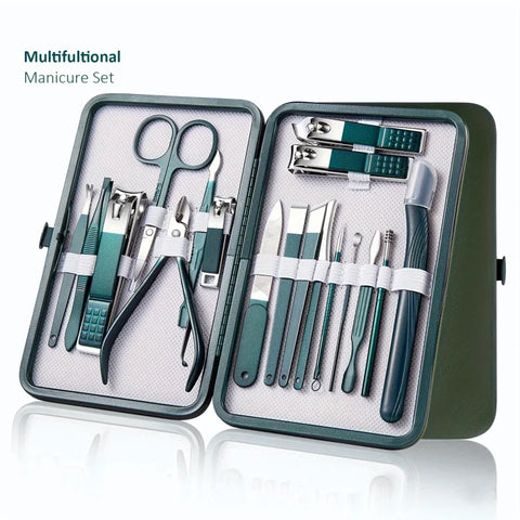 Professional Stainless Steel Nail Care Kit with Travel Case