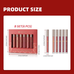 6PCS Velvet Matte Long Lasting Liquid Lip Gloss Set