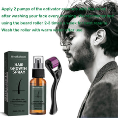 Men’s Beard Growth Spray Kit with Micro Roller